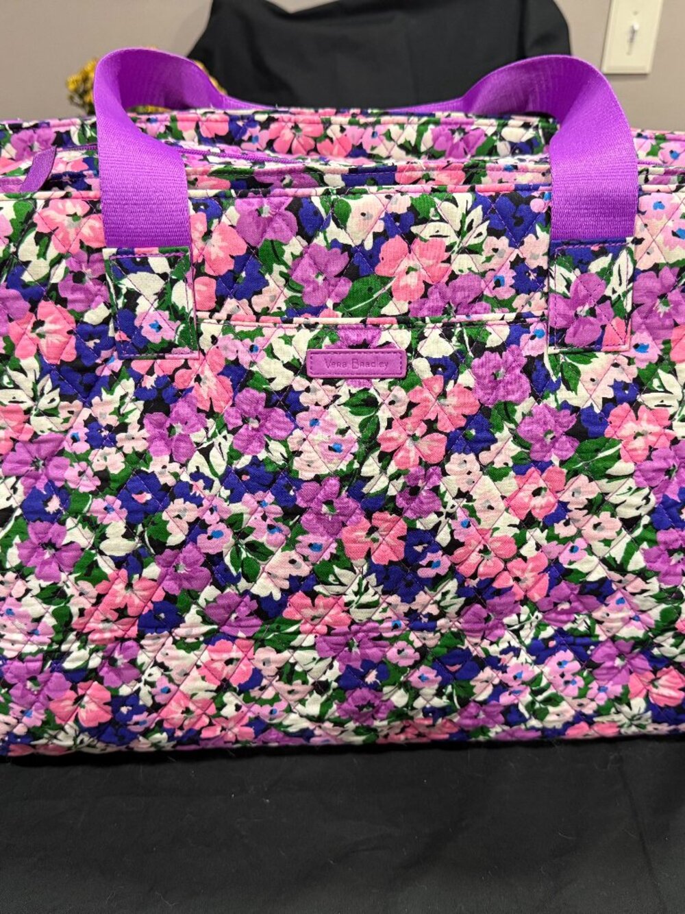Vera Bradley Large Weekender Travel Bag Purple Pink Floral Quilted Carry On NWOT